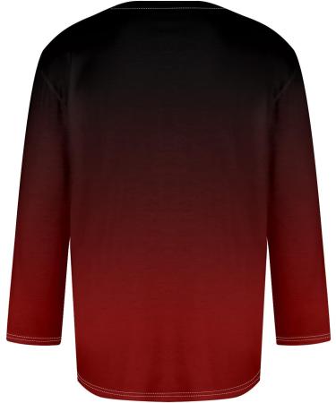 Men's 3/4 Arm Casual T-Shirt - 3D Print Round Neck Henley - Summer Rugby Shirt - Deep Red Relaxed Fit - Buy Online on GoSupps.com