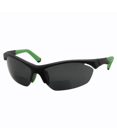 Eyekepper Polarized Reading Sunglasses Bifocal Readers Half-rim Bifocals Men Women Fishing Sport (C21 2.5) 902-black Frame/Green Arm 2.5 x