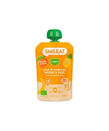 Smileat - Organic Fruit Pouch - No Added Salt or Sugar Gluten-Free - Convenient Snack for Kids - Almond Milk Mango and Pineapple Flavor