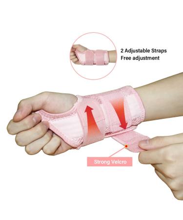 HYCOPROT Wrist Brace Night Support Splint for Wrist Pain Relief - Carpal Tunnel, Arthritis, Tendonitis - Adjustable Straps - Pink, S/M (Right Hand) - Pack of 1 - Buy Online on GoSupps.com