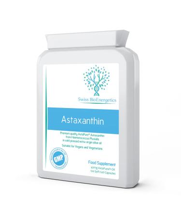 Astaxanthin 42mg AstaPure Oil - 120 Soft Gel Capsules - Premium Quality 10% Astaxanthin from Haematococcus Pluvialis Suspended in Cold Pressed Extra Virgin Olive Oil for Optimal Absorption - Buy Online on GoSupps.com