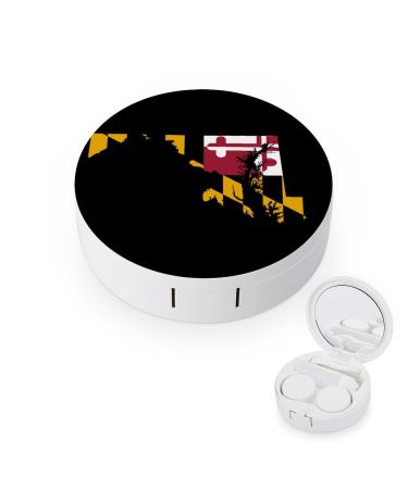 Maryland State Flag Map Contact Lens Travel Kit Portable Cute Contact Box with Mirror for Daily Outdoor