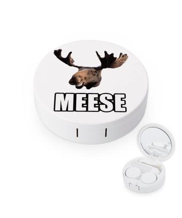 Moose Meese Round Case For Contact Lens Kit Storage Box with Mirror Printed