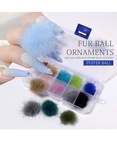 Yzzseven 24PCS Cute Magnetic Nail Poms Mink Fleece 3D Fluffy Ball Set with 12 Colors - Soft Plush DIY Nail Art Decorations - Buy Online on GoSupps.com