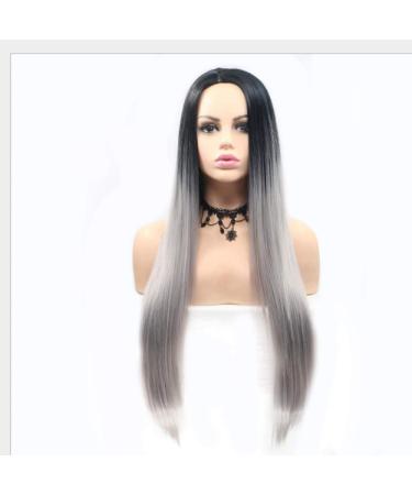 BGHJUE Long Natural Synthetic Wig for Women - Gray Gradient Side Parting Highlight | High Temperature Fiber & Breathable Wig Cap - Buy Online on GoSupps.com