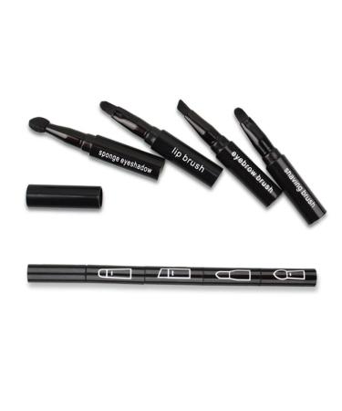 Premium 4-in-1 Detachable Makeup Brush Kit - Portable Travel Lip Eyeshadow & Eyebrow Brushes (Black) - International Shipping Available - Buy Online on GoSupps.com