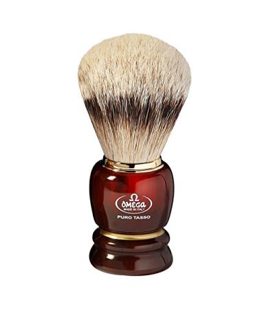 Omega shaving brush in silvertip badger with synthetic resin handle