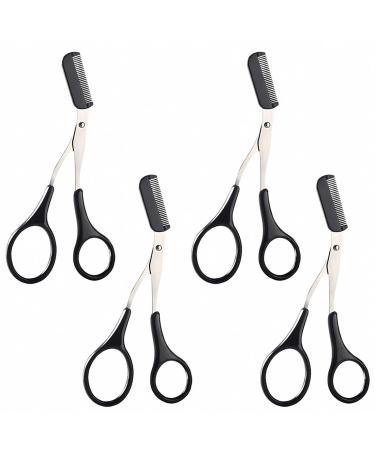 UCUNJIA 4 Pieces Eyebrow Scissors with Comb Professional Precision Eyebrow Trimmer Scissors Eyebrow Trimmer Scissors with Comb and Anti-Slip