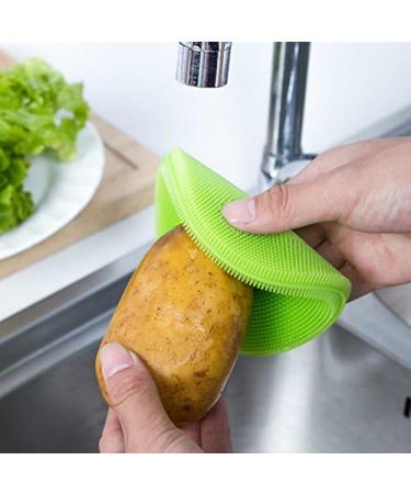 OFKPO Food-Grade Round Antibacterial Silicone Sponge Dish Scrubber Dishwashing Cleaning Brush Sponge Scrubber Kitchen Cleaning Tools(3 PCS) - Buy Online on GoSupps.com