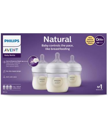 Philips Avent Natural Baby Bottle With Natural Response Nipple Clear 4oz 3 pack SCY900/03 - Buy Online on GoSupps.com