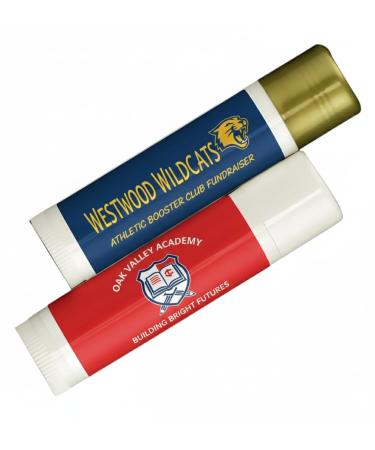 Bulk Fundraiser Giveaways Personalized Logo | School Event Party Favors Corporate Promotional Products Sports Team Charity Awareness Gifts | 100 Lip Balm Per Order