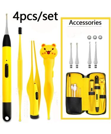 4pcs LED Light Earpick Ear Wax Remover Set - Effective Ear Cleaner Spoon with Tweezer for Gentle Cleaning - Buy Online on GoSupps.com