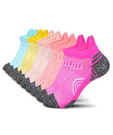 Aimerday Athletic Ankle Womens Socks Running Compression Socks for Women Cozy 5 Pack Low Cut Performance Soft Tab Socks Cushioned Garden(5 Pairs)