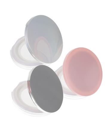 NOLITOY 3pcs Powder Box with Mirror Powder Compact Blush Makeup Empty Powder Case Powder Puff Sieve