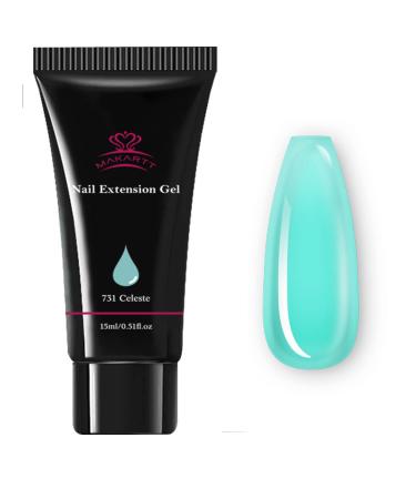 Makartt Jelly Poly Nail Gel- 15ml Green Color Nail Extension Gel Translucent Builder Nail Gel Clear Nail Thickening Enhancement for Nail Art Design French Manicure DIY home Professional Salon Ceelest