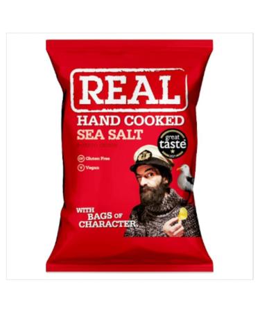 REAL Hand Cooked Sea Salt Potato Crisps 45g x Case of 18
