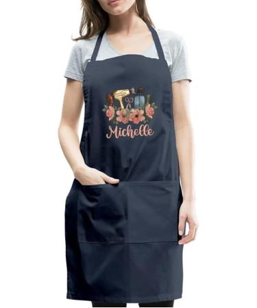 Custom Hair Stylist Apron - Personalized Floral Pink Apron with Pockets for Women | Ideal for Salon Barber & Beauty School Students - Lightweight Cotton Design - Buy Online on GoSupps.com