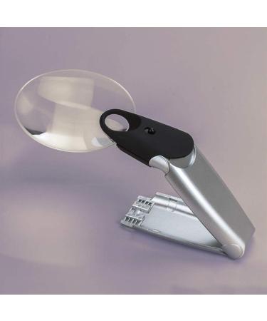 5X 2-in-1 Illuminated Handheld Magnifier Foldable Desktop Magnifying Lamp with LED Lights and Stand for Reading Observing Crafting Hands Free Suitable for Seniors Macular Degeneration Low Vision - Buy Online on GoSupps.com