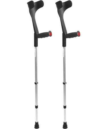Pepe Adult Forearm Crutches x2 - Adjustable Aluminum Arm Crutches for Walking - Open Cuff Design - Black - Made in Europe - Buy Online on GoSupps.com