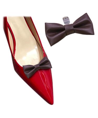Tsangbaby 2 pieces leather loop shoe clips multi -colored shoe decoration removable women shoe buckle for women high heel diy accessories chocolate mini