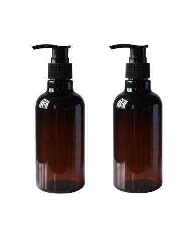 2PCS 250ML 8OZ Amber Empty PET Plastic Pump Bottles Refillable Dispensing Containers for Conditioner Body Wash Hair Gel Liquid Hand Soap DIY Lotion's and Massage Oil's