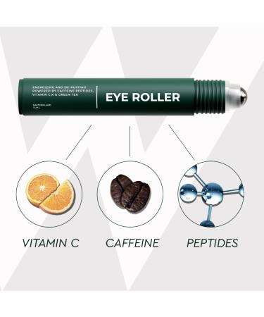 Wolf Project Under Eye Roller - Energizing Serum for Dark Circles & Puffiness - Men's Brightening Eye Cream with Caffeine, Vitamin C & Peptides (15ml) - Buy Online on GoSupps.com