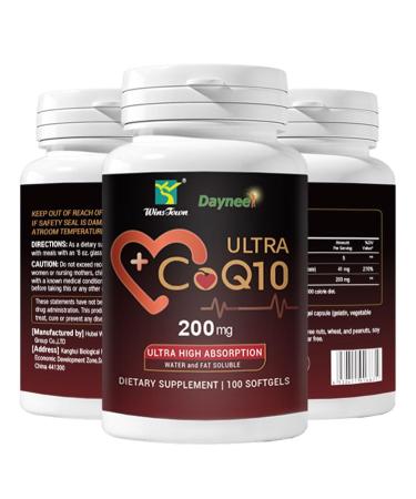 FARWIX CoQ10 200mg Softgels Supports Heart&Cellular Energy with Vitamin E Antioxidant&Brain Health Non-GMO Gluten-Free 100 Softgels