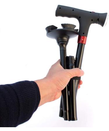 Folding Walking Stick Portable Lightweight Walking Crutch with LED Light Aluminum Alloy Height Adjustable 87-94cm for Father's Day Thanksgiving Interesting - Buy Online on GoSupps.com