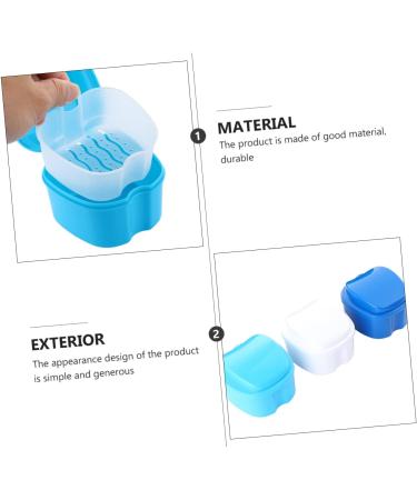 Buy Healeved 6 STK Prosthesis Box | Portable Dental Prosthesis Case with Basket | Travel-Friendly False Teeth Holder | Clean Plastic Containers in White & Blue - Buy Online on GoSupps.com