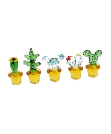 Zerodeko Car Toys 5 Pcs Cactus Decoration Cactus Figurine Vitroleros Para Mini Ornament Steam Cleaner Glass Sculpture Glass Cactus Decor Mini Figurine Crafts Car Glasses Soda Lime Glass