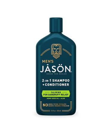 Jason Natural Men's 2-In-1 Shampoo + Conditioner For Dandruff Relief Hemp Seed Oil + Aloe  12 fl oz (355 ml)