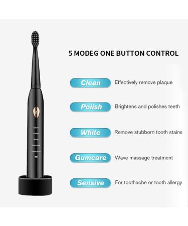 Sonic Electric Toothbrush - USB Rechargeable Adult Timer for Effective Teeth Cleaning - Black Electric Toothbrush - Buy Online on GoSupps.com