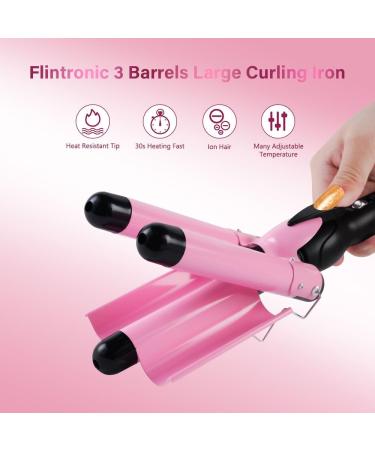 flintronic Hair Curler 3 Barrels Curler Ceramic Curling Iron Wand Hair Wavers with Two Gear Temperature Control 25mm Curling Tongs Crimping Bubble Styling Tool Pink - Buy Online on GoSupps.com