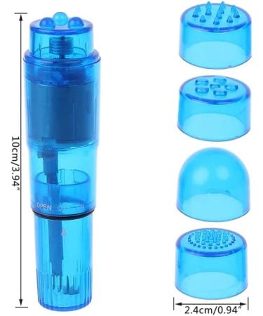 Finever Mini Handheld Massager with 4 Heads - Pocket Pen for Body, Face, Neck, Head & Back - Blue and Pink - Buy Online on GoSupps.com