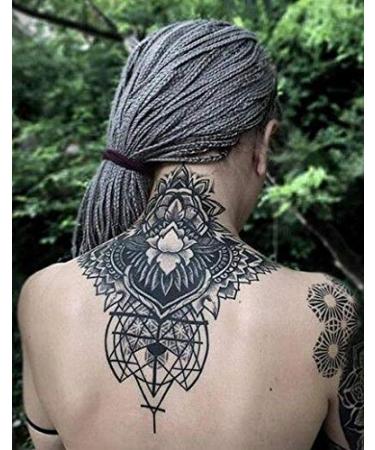 Extra Large Floral Temporary Tattoo for Women - Realistic Fake Neck Tattoo Mandala Sticker - Long Lasting & Unique Body Flower Design (30x26cm) - Buy Online on GoSupps.com