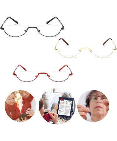 Retro Half Moon Reading Glasses for Men & Women - Lightweight Metal Half Frame Anti Eyestrain 2.5x Magnification - Black - Buy Online on GoSupps.com