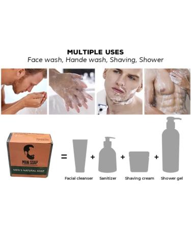 Man Soap Eco Friendly Natural Charcoal Mens Vegan Friendly 4in1 Long Lasting Soap Body Wash Handmade Cold Process Cleaning Soap Cleanser Shaving Foam for all Skin Types - Buy Online on GoSupps.com
