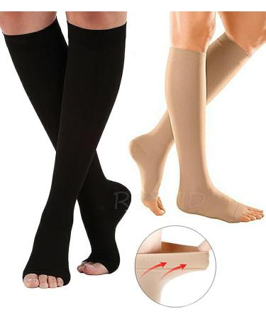 REYTID Compression Stockings Women 20-30 mmHg Knee High Support Socks - 3 Pairs, XX-Large, Open Toe Beige - Buy Online on GoSupps.com
