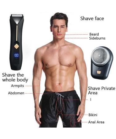 Buy 2-in-1 Men's Electric Hair Clipper & Groin Trimmer - Rechargeable Body Grooming Razor for Pubic & Bikini Hair Removal - Buy Online on GoSupps.com