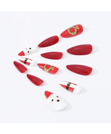Brishow Christmas Artificial Nails - Snowman Press On Ballerina Red False Nails - 24 Full Cover Nails for Women & Girls - Buy Online on GoSupps.com