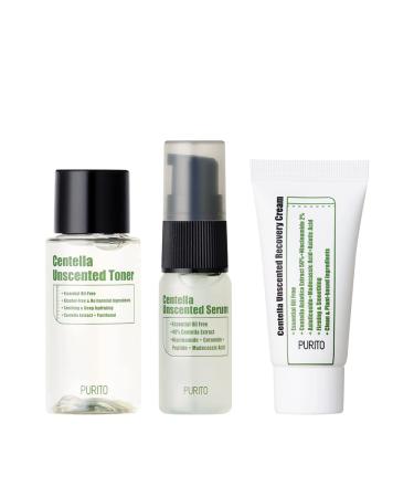 PURITO Centella Unscented line Travel kit (Mini) / Toner 30ml Serum 15ml Cream 12ml
