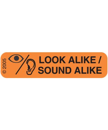 PHARMEX 1-810 Permanent Paper Label Look Alike Sound 1 9/16 x 3/8 Orange (500 per Roll 2 Rolls per Box)
