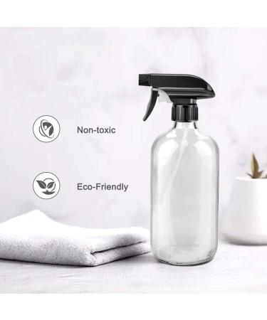 16oz Clear Glass Spray Bottle - Refillable Boston Round Container with Labels & Adjustable Nozzle for Cleaning, Gardening, Aromatherapy, Pets, Plant, Hair - 1 Pack - Buy Online on GoSupps.com