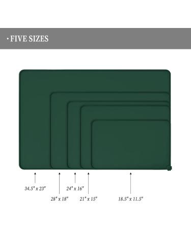 Reopet Silicone Pet Feed Mat - Waterproof Dog & Cat Mat with Elevated Edges - 60x40 cm (1-Pack) - Hunter Green - Buy Online on GoSupps.com