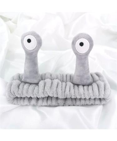 Makeup Headband Spa Headband Face Wash Headband Cartoon Snail Cute Hair Band Hair Accessories for Washing Face Shower Sports Skincare(Grey)