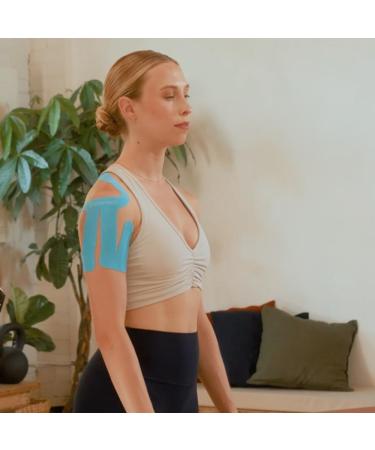 Spidertech Professional Kinesiology Tape - Pre-Cut Right Shoulder Support for Athletes & Physios | Pain Relief Blue (4 Pack - Buy Online on GoSupps.com
