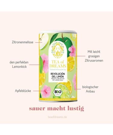  Tea of Dreams "Lemon Revolution" Organic Tea | Hot Lemon | with lemongrass apple and lemon balm | Loose Leaf Tea | 120 g - Buy Online on GoSupps.com