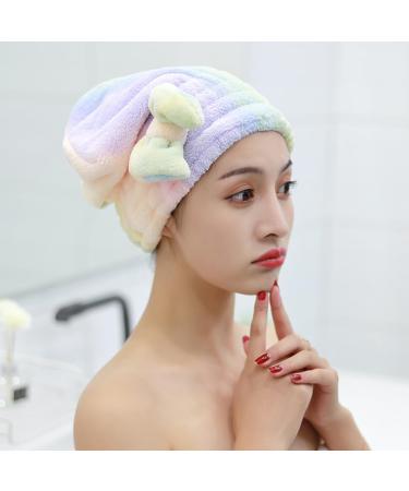 NOLITOY Quick Dry Hair Towel Wrap for Women - Cute Bowknot Design Super Absorbent for Curly & Thick Hair Colorful Elastic Hair Cap - Buy Online on GoSupps.com