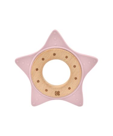 Kikkaboo Teething Ring Star - Beech Wood & Silicone Teething Aid | Pink Grasping Toy for Babies - Buy Online on GoSupps.com