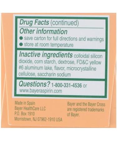 Bayer Children's Chewable Aspirin Pain Reliever Orange 36 ct - Pack of 1 - Buy Online on GoSupps.com